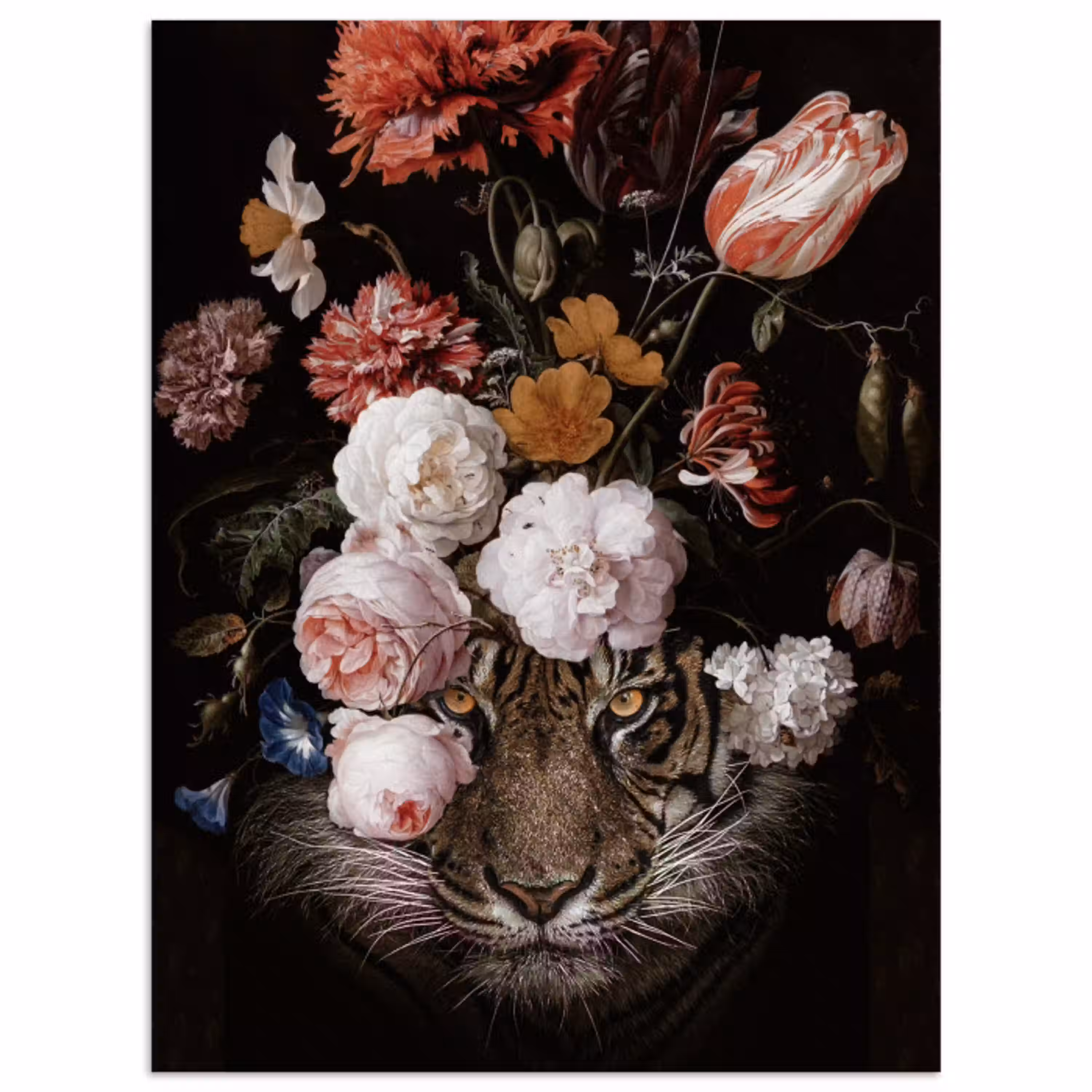 Bloemen - Jan Davidsz de Heem - Tijger - Schilderij - Stilleven - Oude meesters poster papier klein -3d