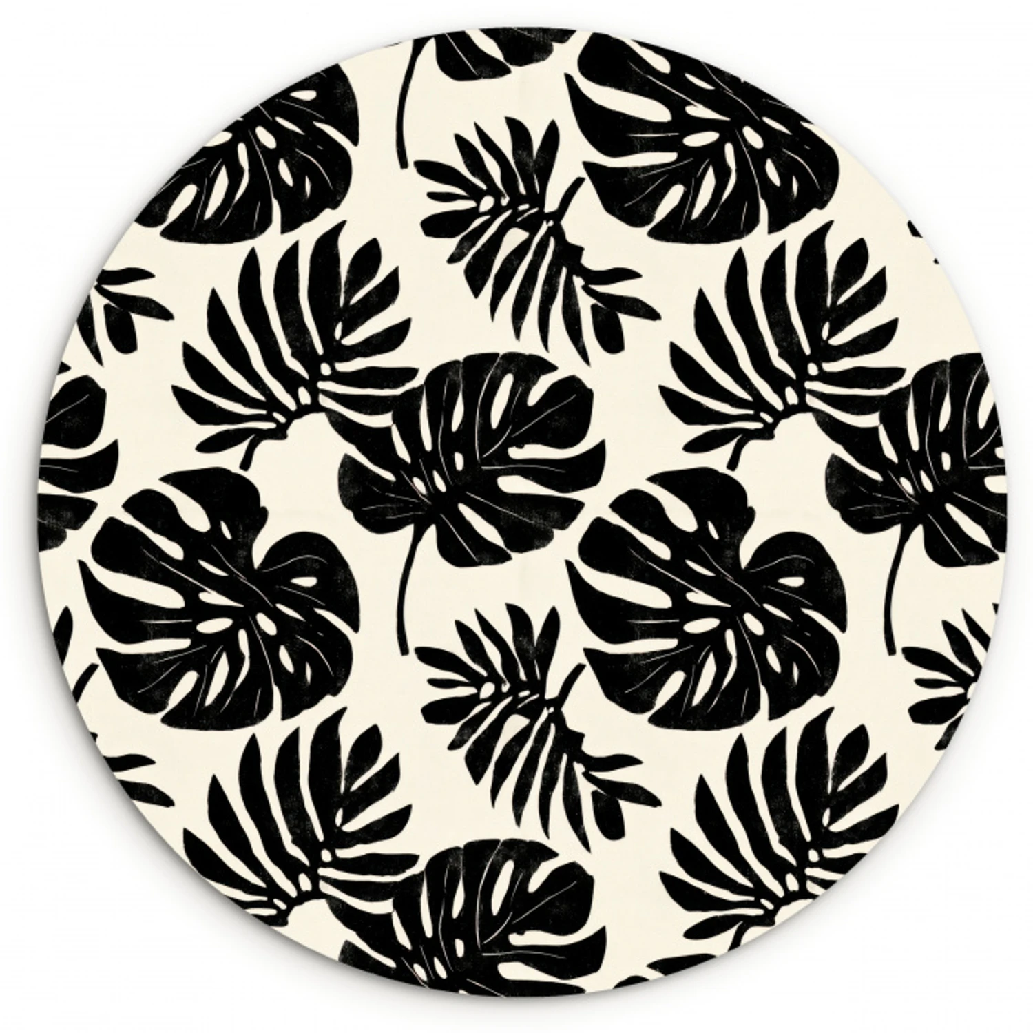 Modern - Monstera - Zwart Wandcirkel kunststof plaat 5mm dik klein 188 -3d
