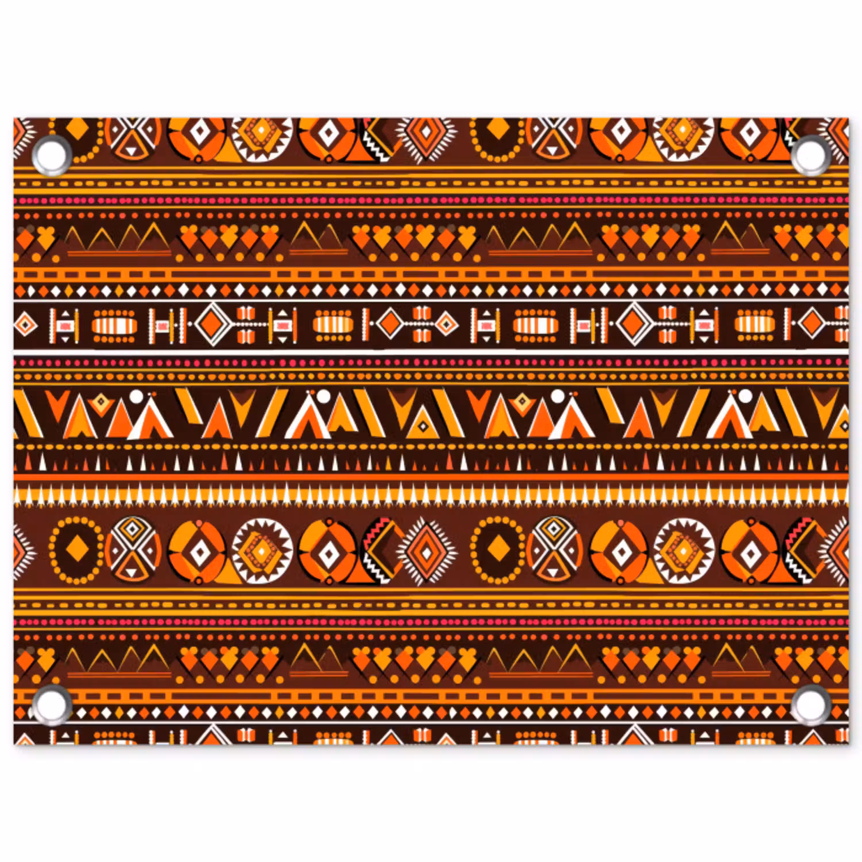 Oranje - Etnisch - Tribaal - Geometrisch - Patroon tuinposter los doek klein 239 -3d