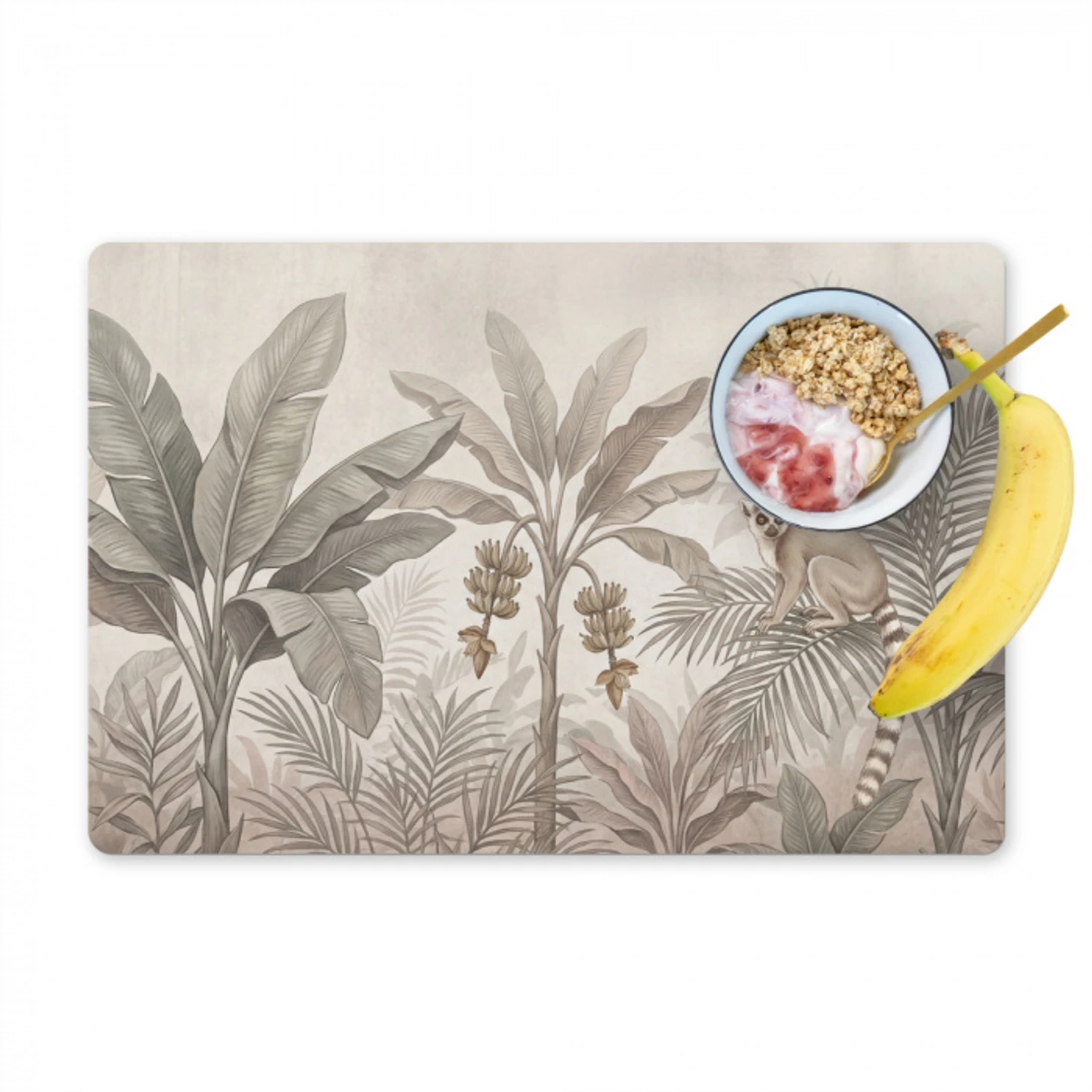 Natuur - Jungle - Ringstaartmaki - Bruin Placemat vinyl groot -zzzproduct_Kitchenyeah-website