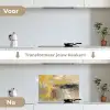 Abstract - Geel - Modern - Beige keuken achterwand spatscherm klein -voor_na_NL
