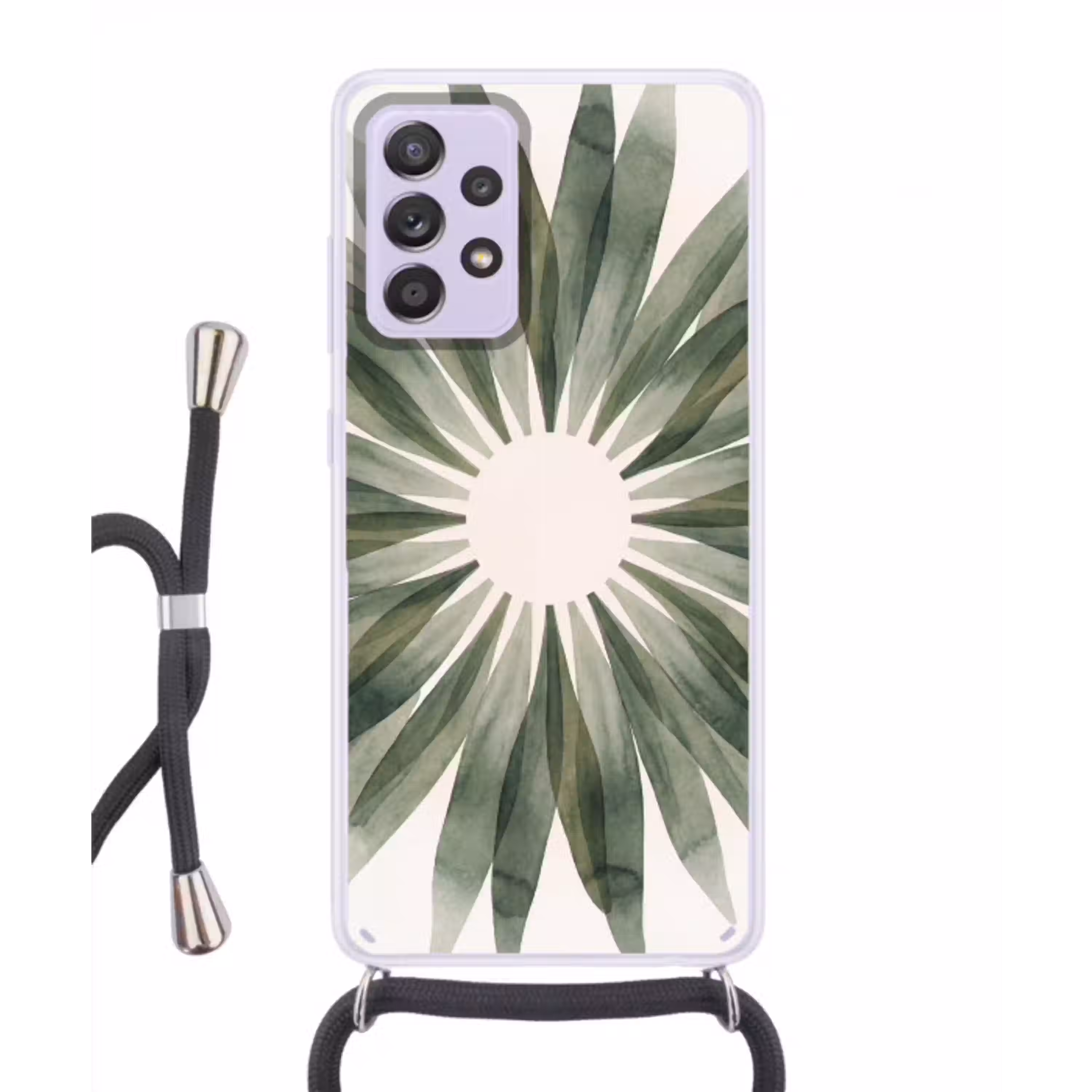 Planten - Abstract - Waterverf - Groen - Natuur Hoesje Samsung Galaxy A52 5G met koord klein -3d