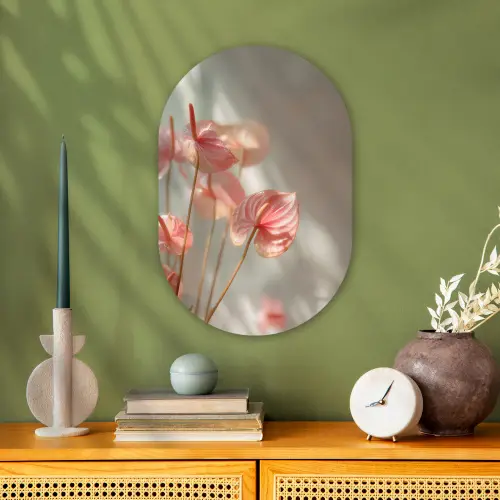 Bloemen - Stelen - Roze - Schaduw Wandcirkel Ovaal Forex klein -sfeer2