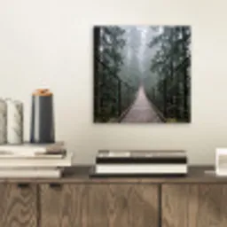 Brug - Bos - Mist - Natuur aluminium wit klein -sfeer1