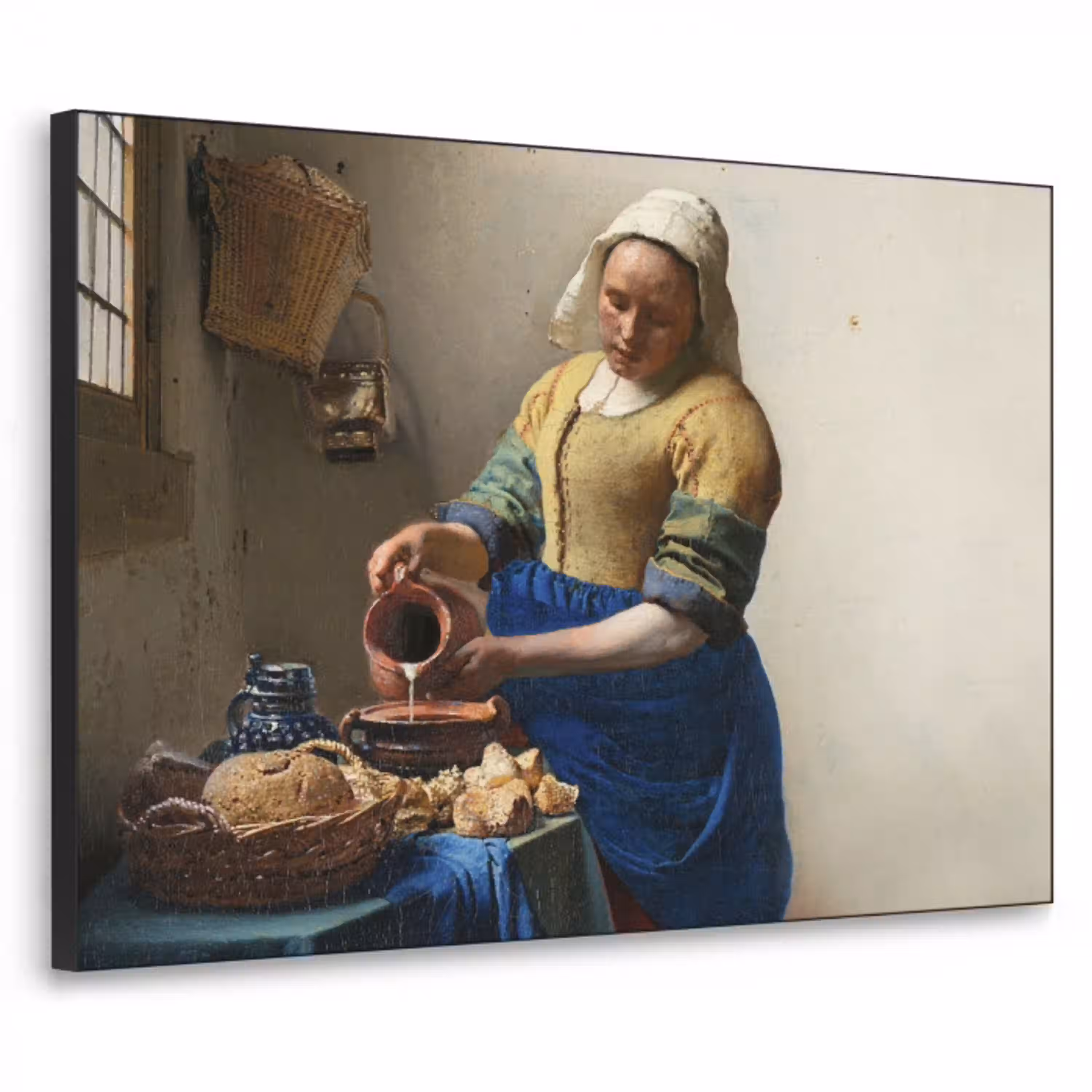 Het melkmeisje - Kunst - Oude meesters - Vermeer Textielframe zwart klein -3d