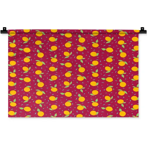 Rood - Donker - Patroon - Sinaasappels Wandkleed katoen klein 269 -zz3d