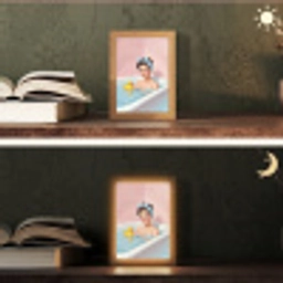 Badkamer - Eend - Blauw Light Box met kabel (Tafellamp) klein -sfeer3