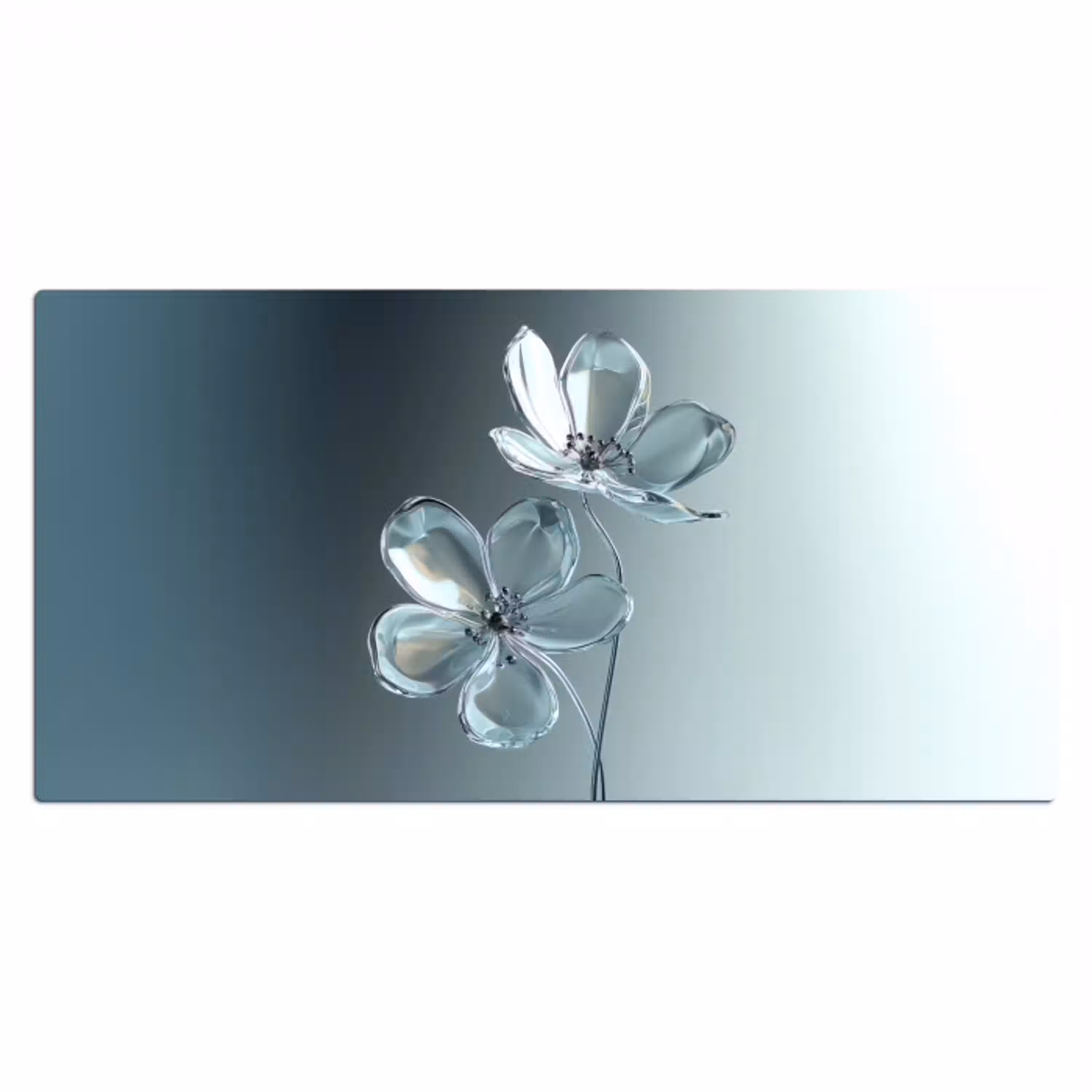 Kristal - Bloemen - Grijs Muismat XXL klein -3d_leeg
