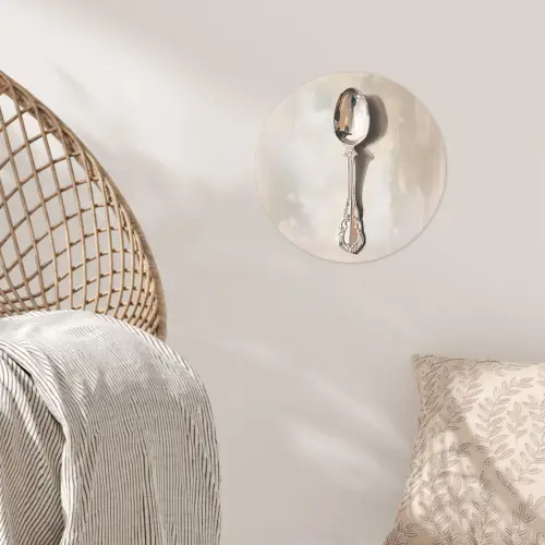 Lepel - Verf - Zilver Wandcirkel behangsticker klein -sfeer4