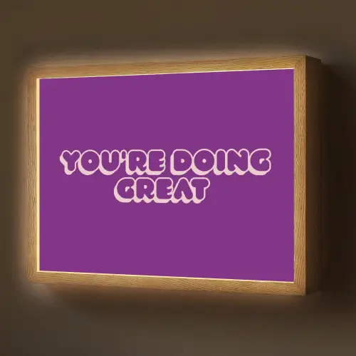 You're doing great - Paars - Bubble letters Light Box met batterij (Wandlamp) middel -z3d_website