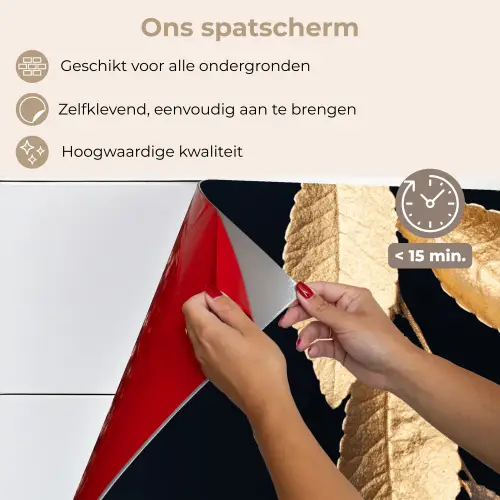 Bladeren - Zwart - Goud - Luxe - Planten keuken achterwand spatscherm klein -spatscherm_NL