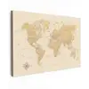 Wereldkaart - Realistisch - Beige Tuinposter op houten frame 2 cm dik klein -3d