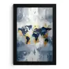 Wereldkaart - Blauw - Abstract fotolijst zwart zonder passe partout klein -3d
