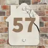 Boomsilhouet beige achtergrond - Traditioneel Naambord Huisje klein -sfeer6