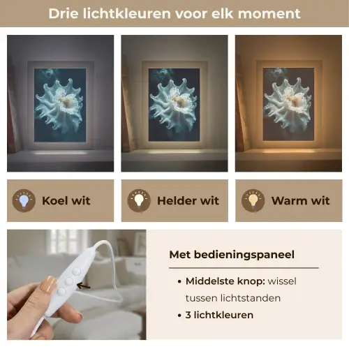 Zeewezen - Wit - Golven - Water Light Box met kabel (Tafellamp) klein -USP_lichtkleurNL