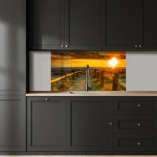 Zon - Strand - Duin - Horizon - Gras - Pad - Oranje keuken achterwand 2 middel -sfeer1