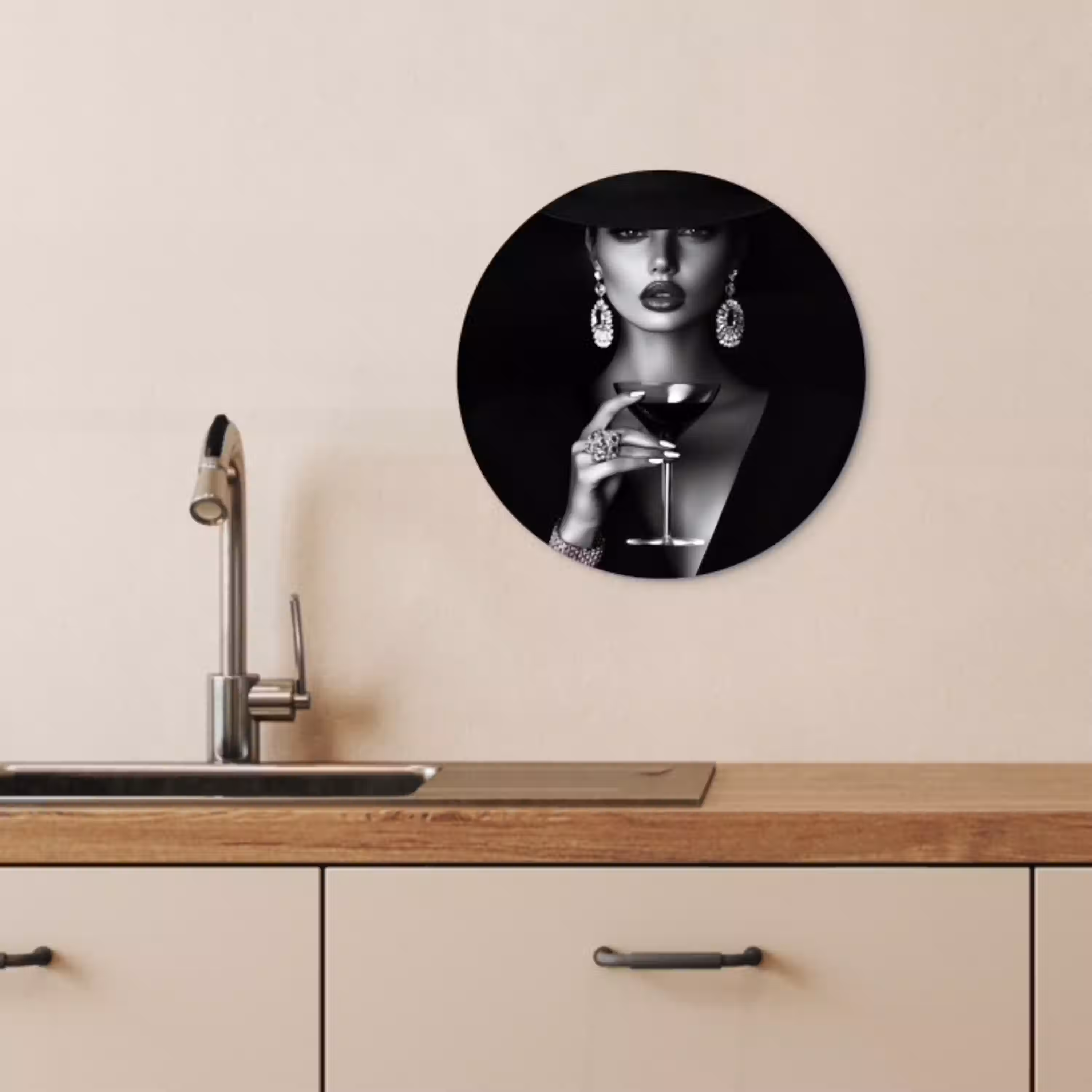 Vrouw - Cocktail - Chic KitchenYeah - Keuken - Wandcirkel Forex klein -sfeer3