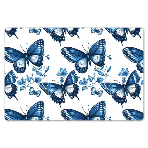 Blauw - Vlinders - Bloemen - Wit Placemat vinyl groot 368 -zzsfeer1_Kitchenyeah-website