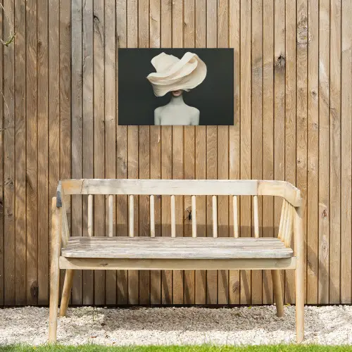 Vrouw - Beige - hoed Tuinposter op houten frame 2 cm dik klein -sfeer4