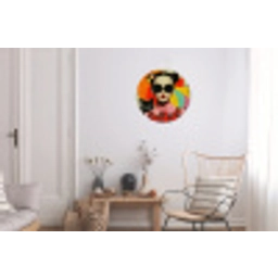 Meisje - Zonnebril - Kat - Retro Wandcirkel aluminium klein -woonkamer