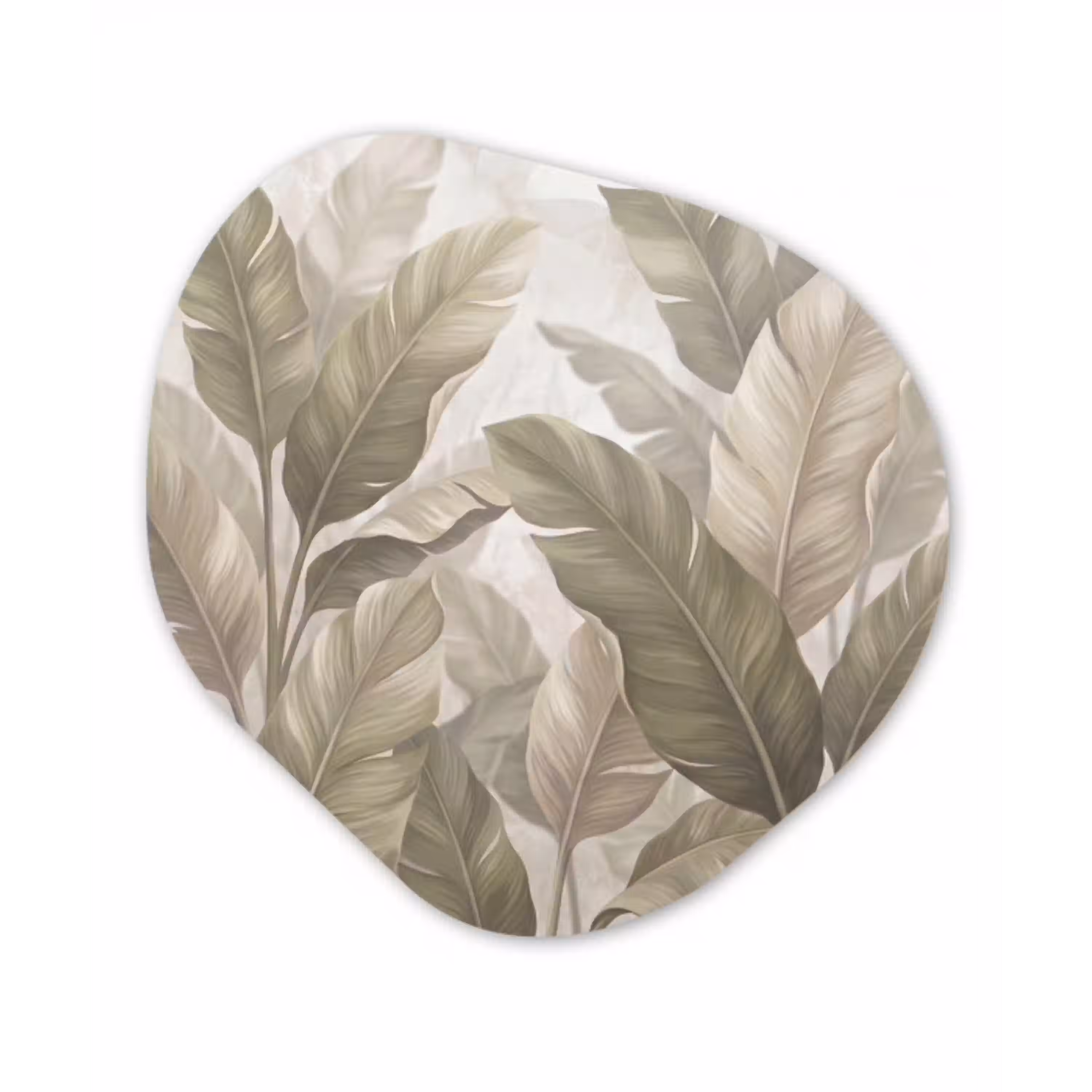 Bladeren - Tropisch - Natuur - Abstract - Beige Wandcirkel Organisch Aluminium middel -3d