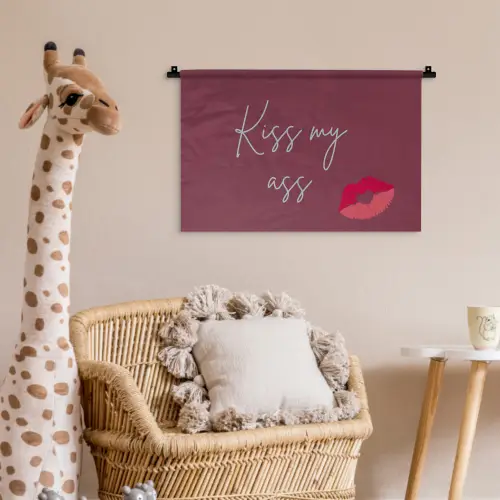 Kiss my ass - Lip - Bordeaux Wandkleed katoen klein -wsfeer5_kind