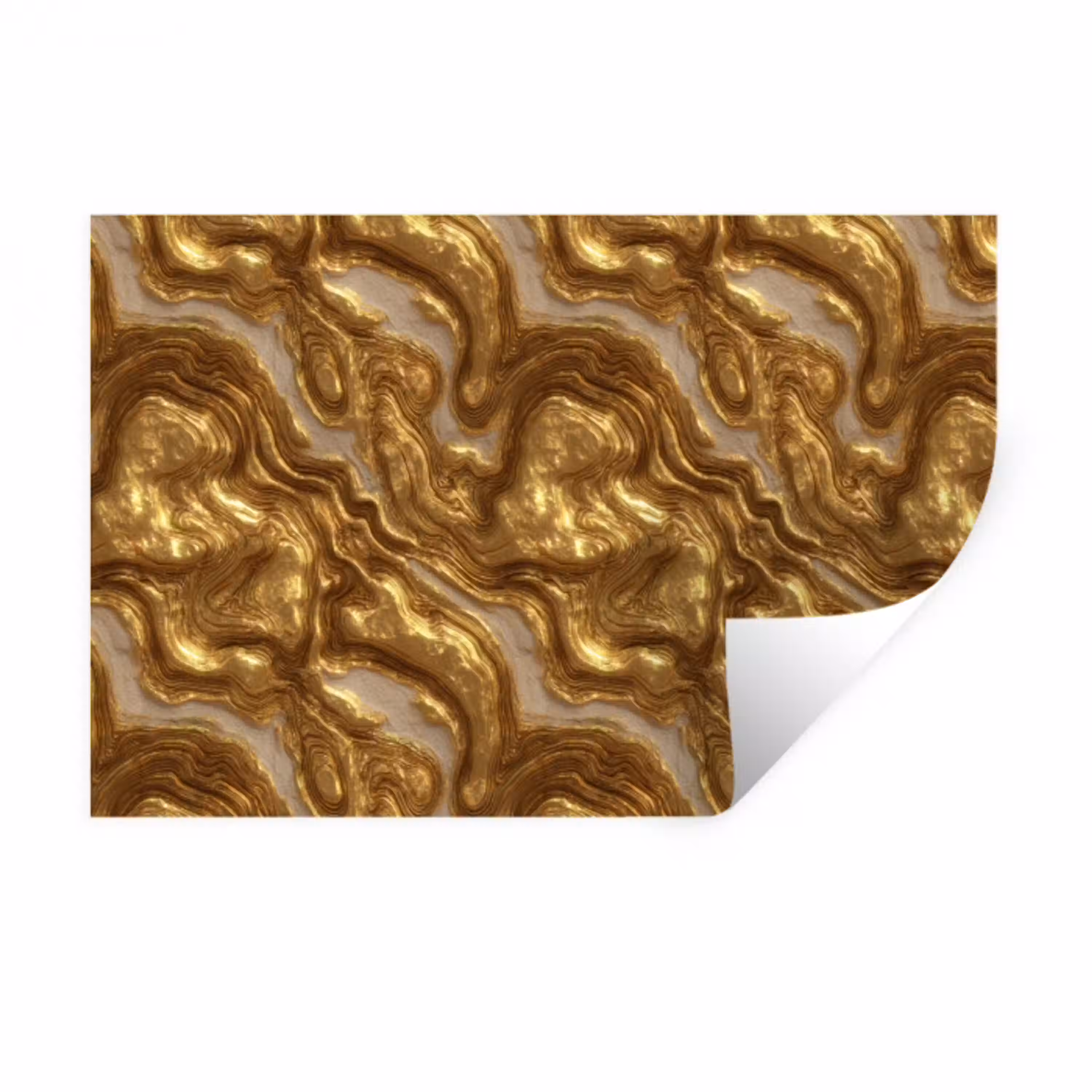 Golven - Organisch - Goud - Crème Muursticker klein 286 -3d