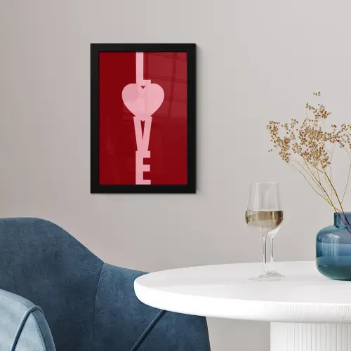 Love - Hart - Rood fotolijst zwart zonder passe partout klein -sfeer4