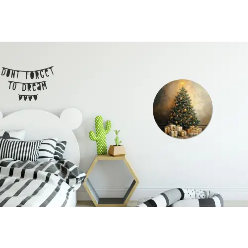 Kerstboom - Cadeaus - Goud Wandcirkel aluminium klein -kinderkamer
