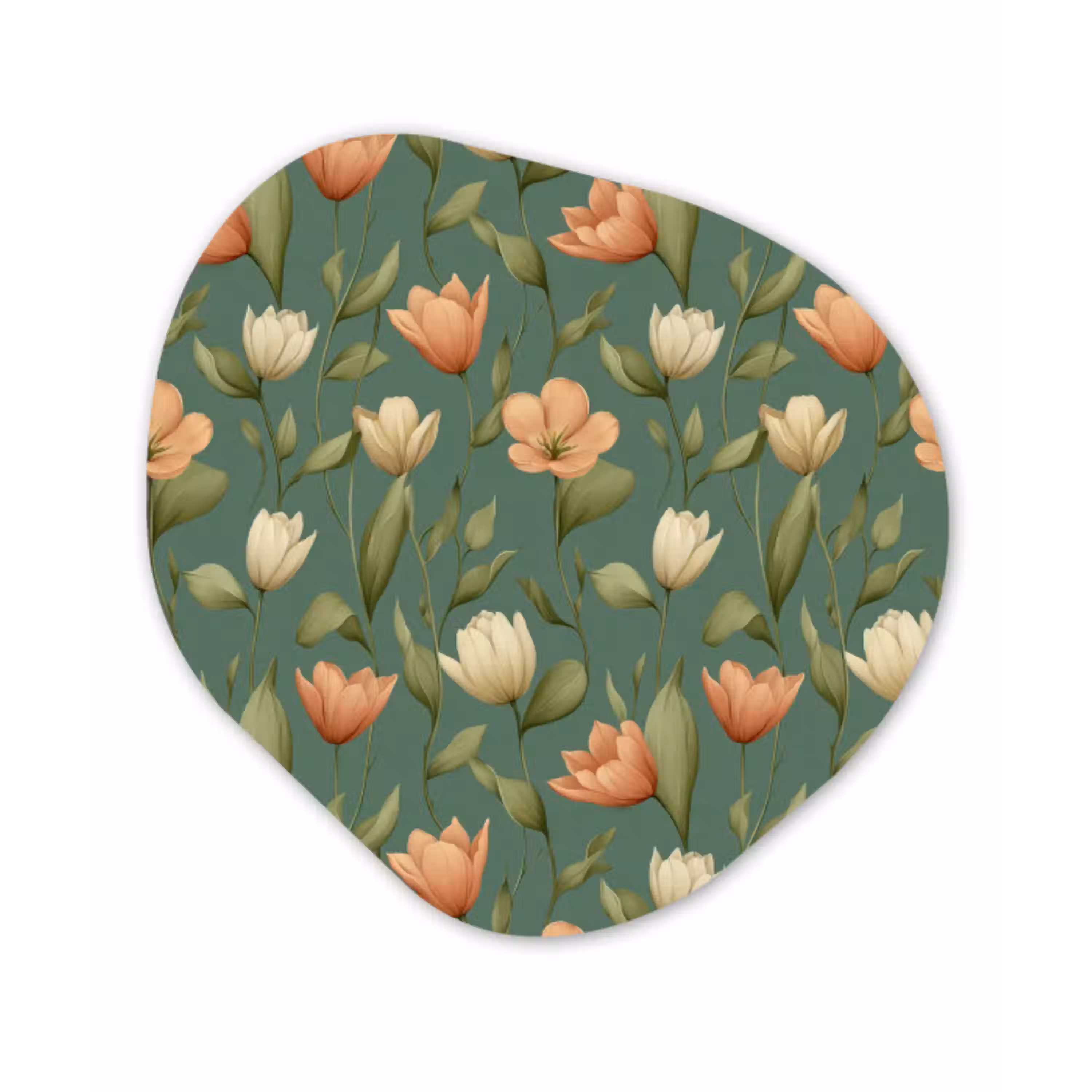 Tulpen - Botanisch - Groen Wandcirkel Organisch Aluminium middel 851 -3d