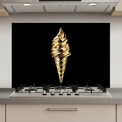 Ijs - Goud - Zwart - Eten keuken achterwand spatscherm klein -3d_website