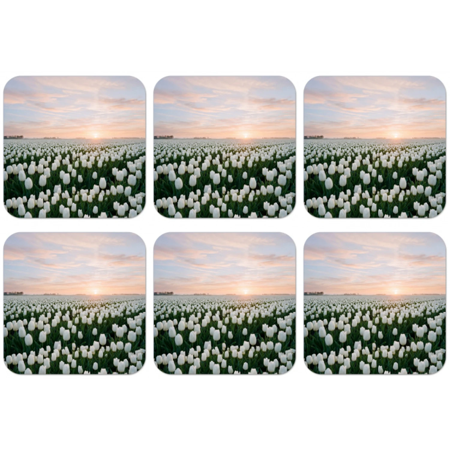 Tulpen - Landschap - Wit onderzetter kurk middel -zkaufland3dotto