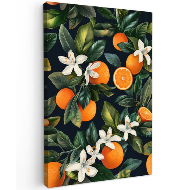 Sinaasappels - Bloesems - Bladeren - Tropisch canvas 2cm klein -z3d