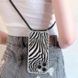 Zebra - Vacht - Klassiek - Zwart - Wit Hoesje iPhone 16 Pro Max met koord klein -sfeer5