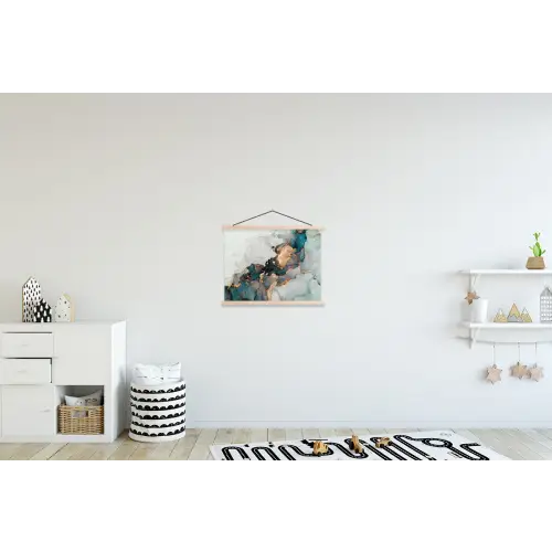 Blauw - Marmer - Goud textielposter latten blank klein -kinderkamer