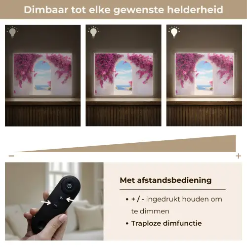 Zee - Roze - Bloemen - Poort Light Box met batterij (Wandlamp) middel -USP_dimbaarNL