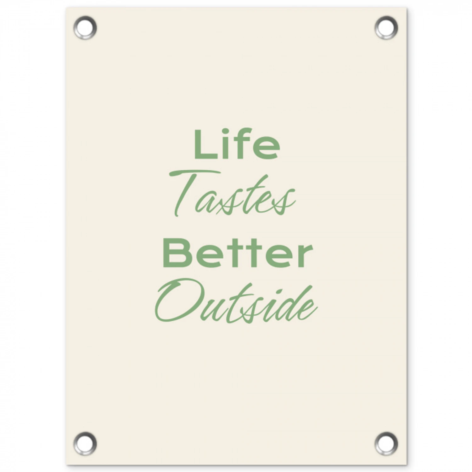 Tekst - Sierlijk - Letters - Groen tuinposter los doek klein -3d