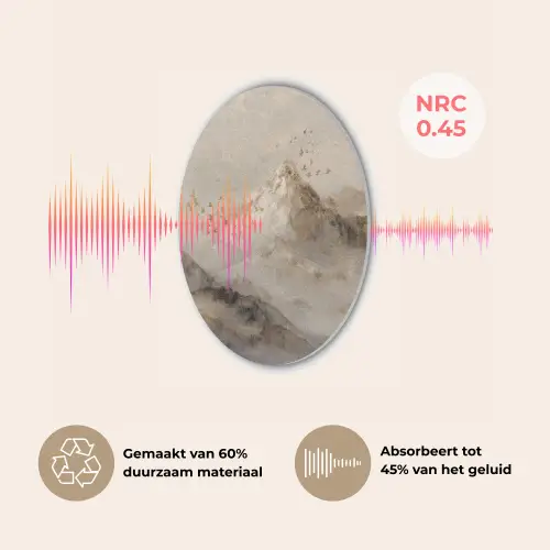 Berglandschap - Mist  - Penseelstreken Akoestische PET Vilt - Rond klein -USP_NL