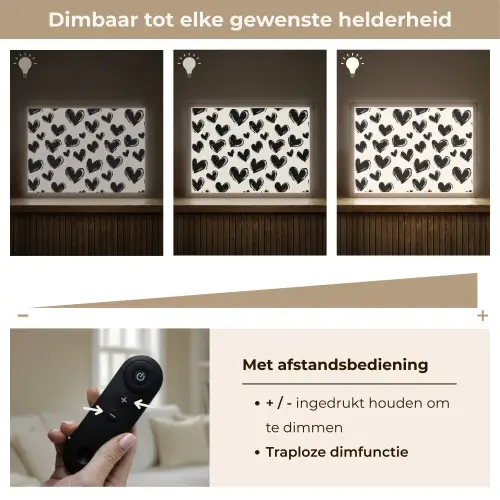 Hartjes - Patroon - Zwart Light Box met batterij (Wandlamp) middel 907 -USP_dimbaarNL
