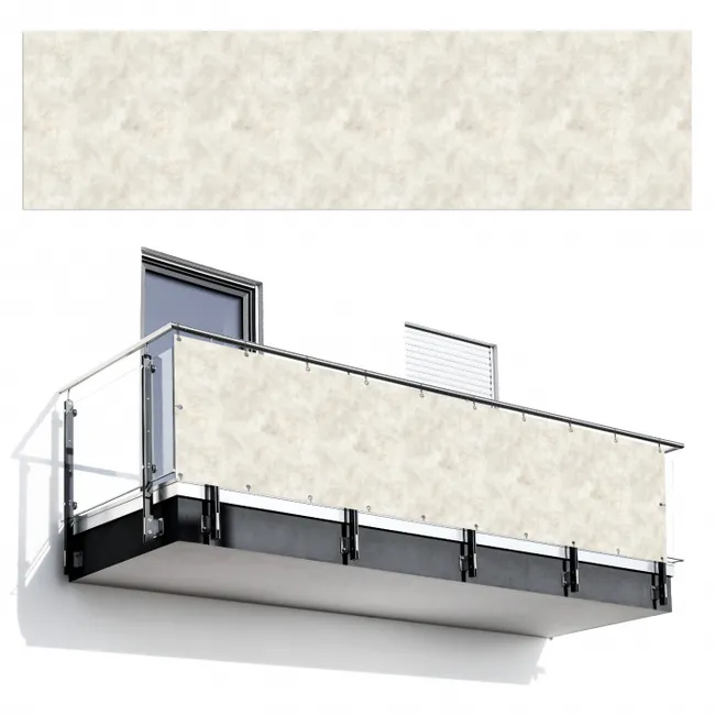Balkonsichtschutz - Cremebeige - Marmor - Adern
