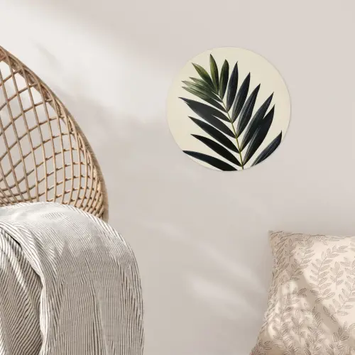 Palmblad - Donkere bladen - Subtiel Wandcirkel behangsticker klein -sfeer4