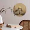 Goud - Abstracte penseelstreken - Moskee Akoestische PET Vilt - Rond klein -sfeer3