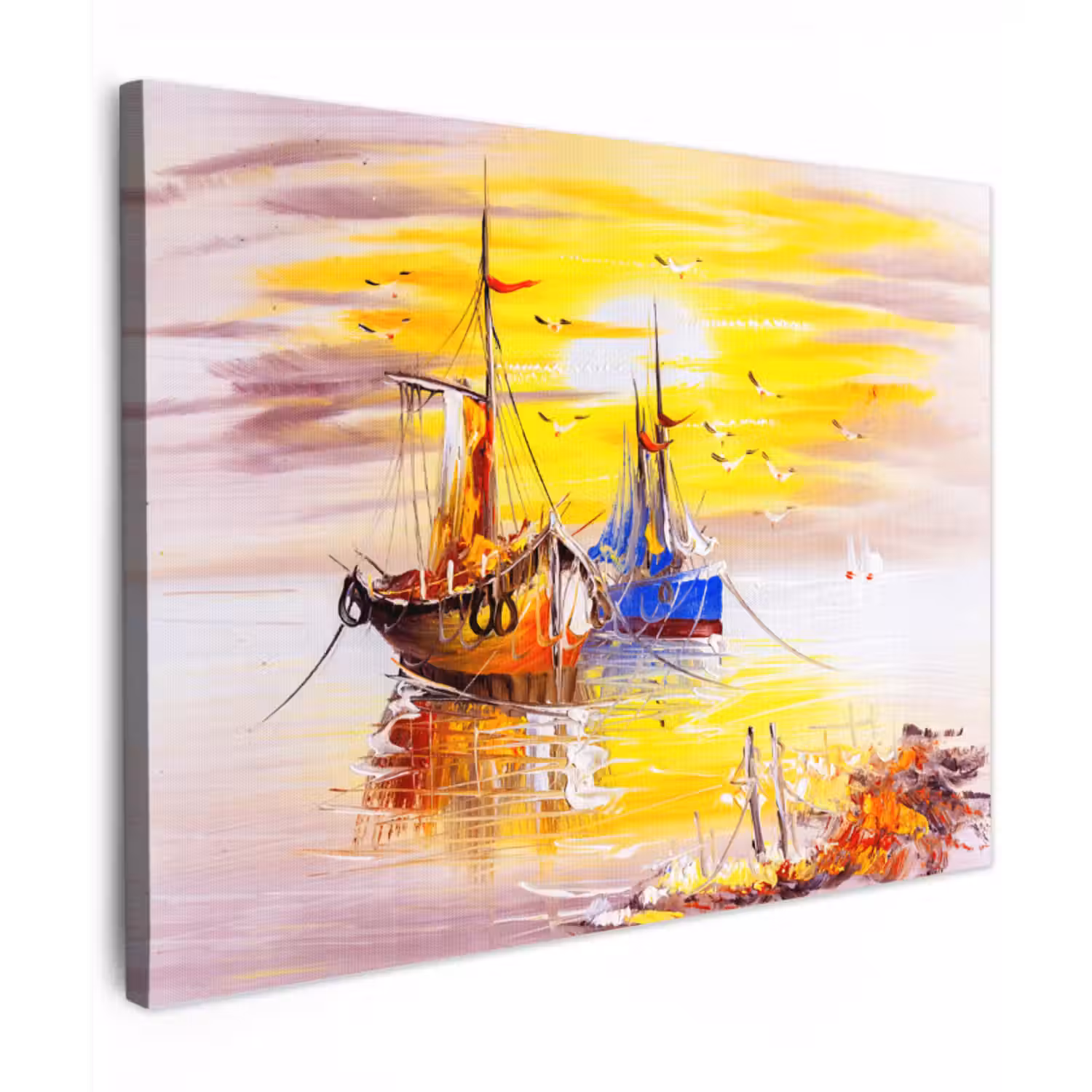 Canvas schilderij - Schilderij - Boot - Water - Olieverf