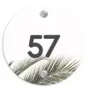 Wit met palmblad - Traditioneel Naambord Rond klein -3d