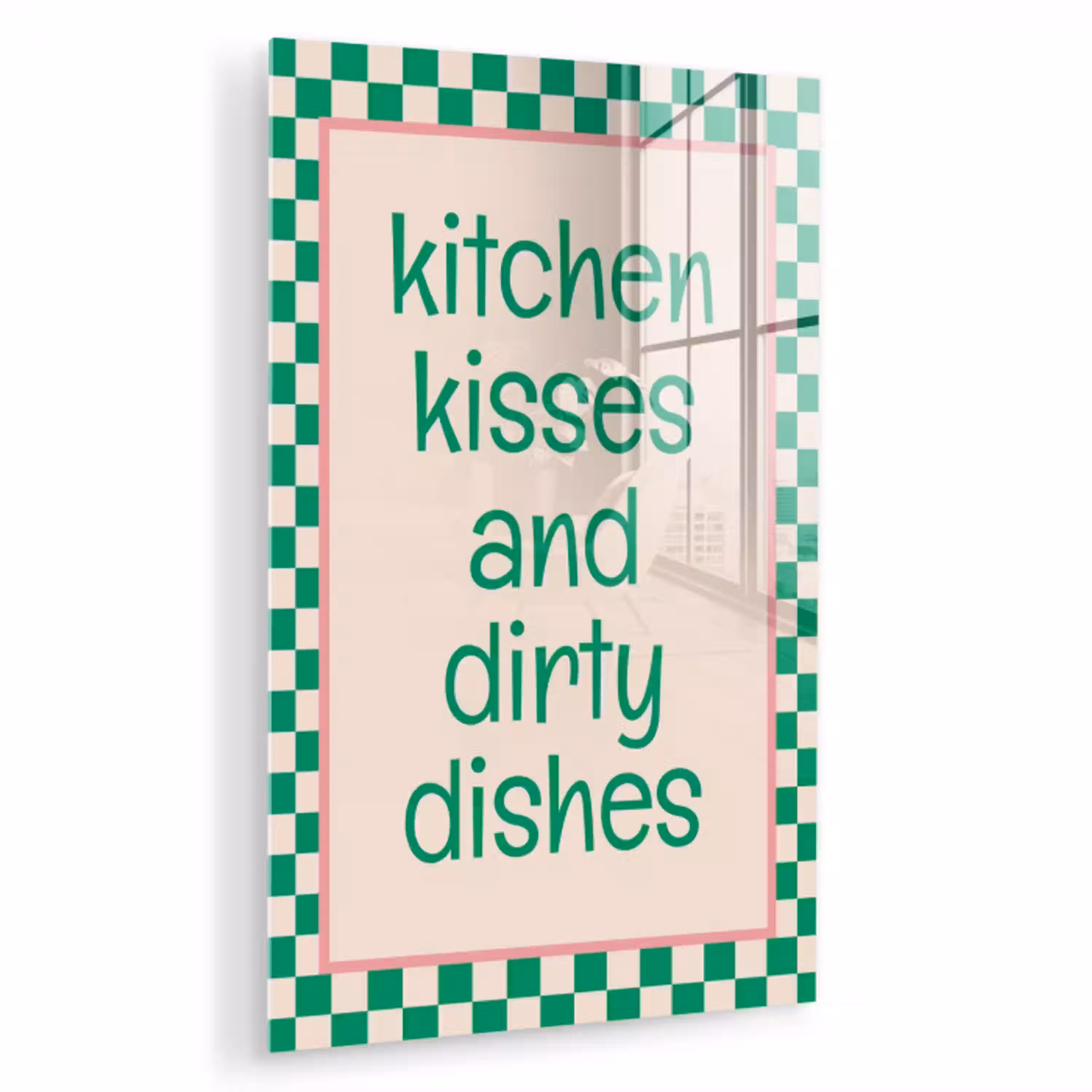 Quote - Groen - Geblokt - Keuken plexiglas 5mm klein -zzzproduct_nieuw