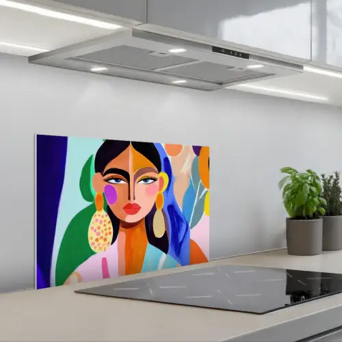 Portret - Vrouw - Modern keuken achterwand spatscherm klein -3d_schuin