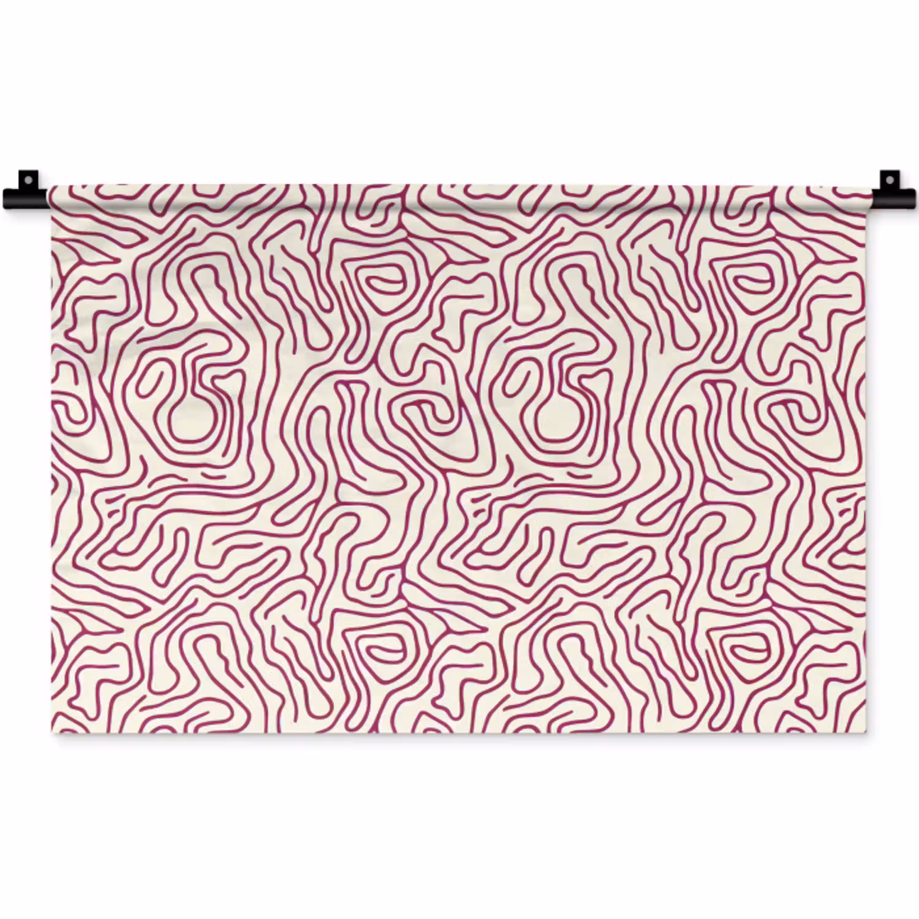 Kronkelende lijn - Magenta - Crème Wandkleed katoen klein 269 -zz3d