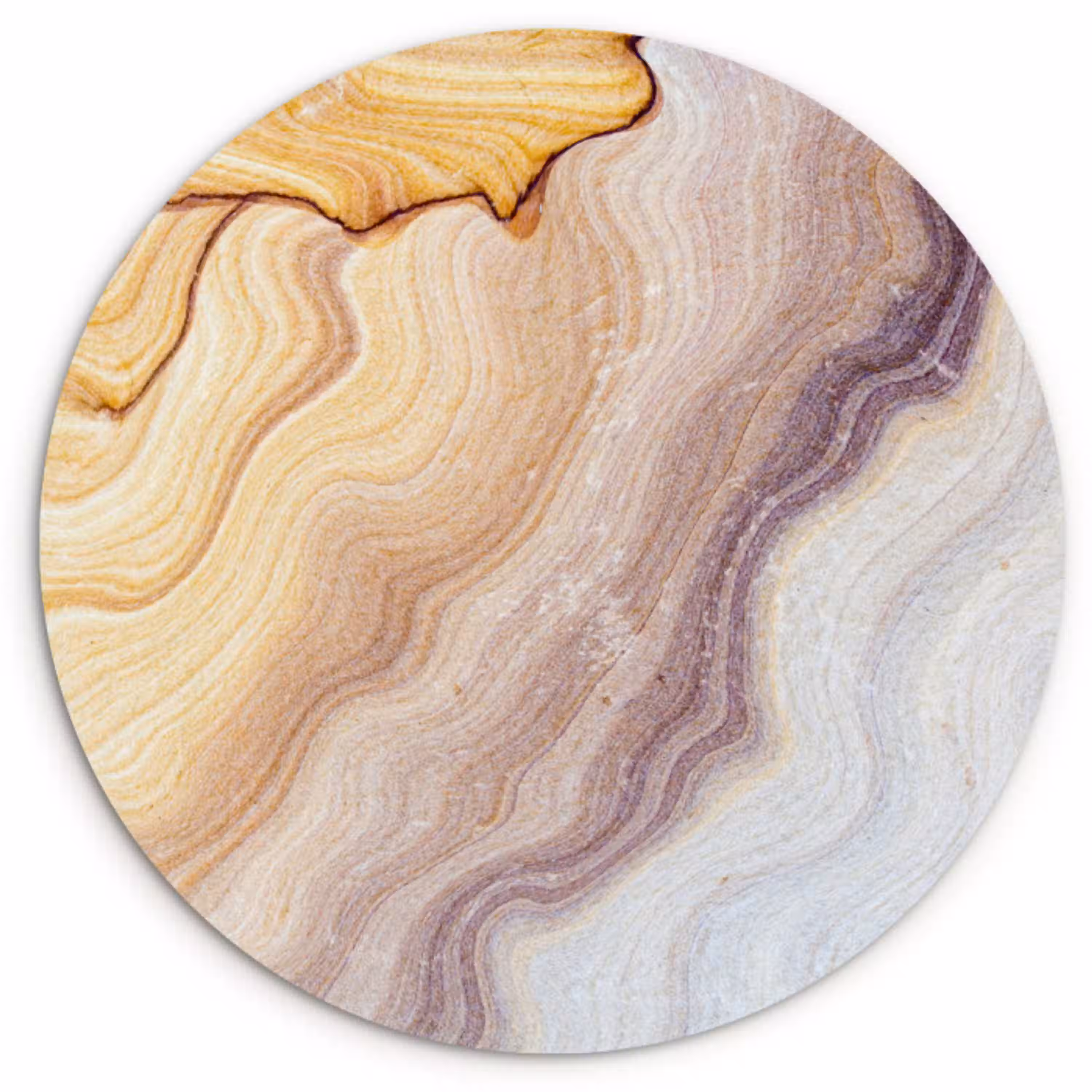 Marmer - Textuur - Zandsteen - Goud - Marmerlook Wandcirkel kunststof plaat 5mm dik klein -3d