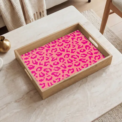 Panterprint - Roze - Dierenprint - Minimalistisch Dienblad Rechthoek middel -sfeer1