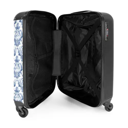 Barok patroon blauw NBS - Handbagage koffer - Kinderen Unisex middel -binnenkant